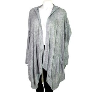AEO Gray Hooded PONCHO cardigan waterfall AMERICAN EAGLE OUTFITTERS grey